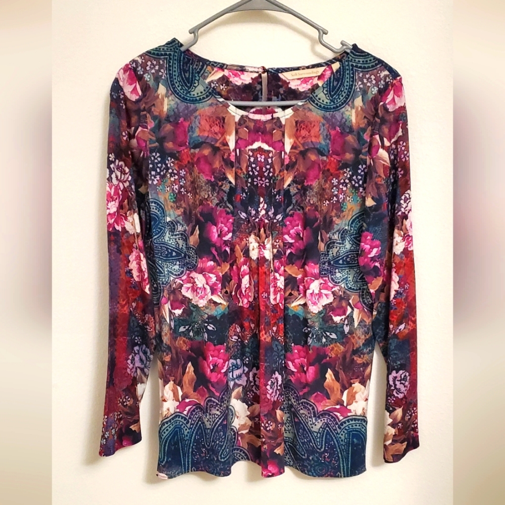 Soft Surroundings Multicolor Floral Blouse Size XS Spring Romantic Fairy